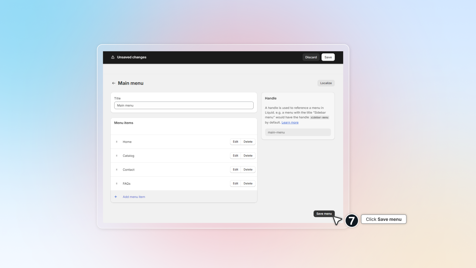 how to edit faqs page in chatty in menu 3'