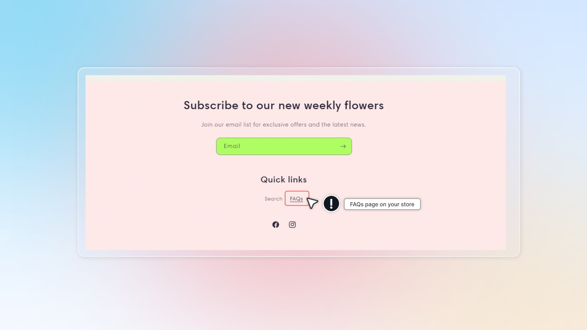 this is faqs page in chatty in footer menu looks