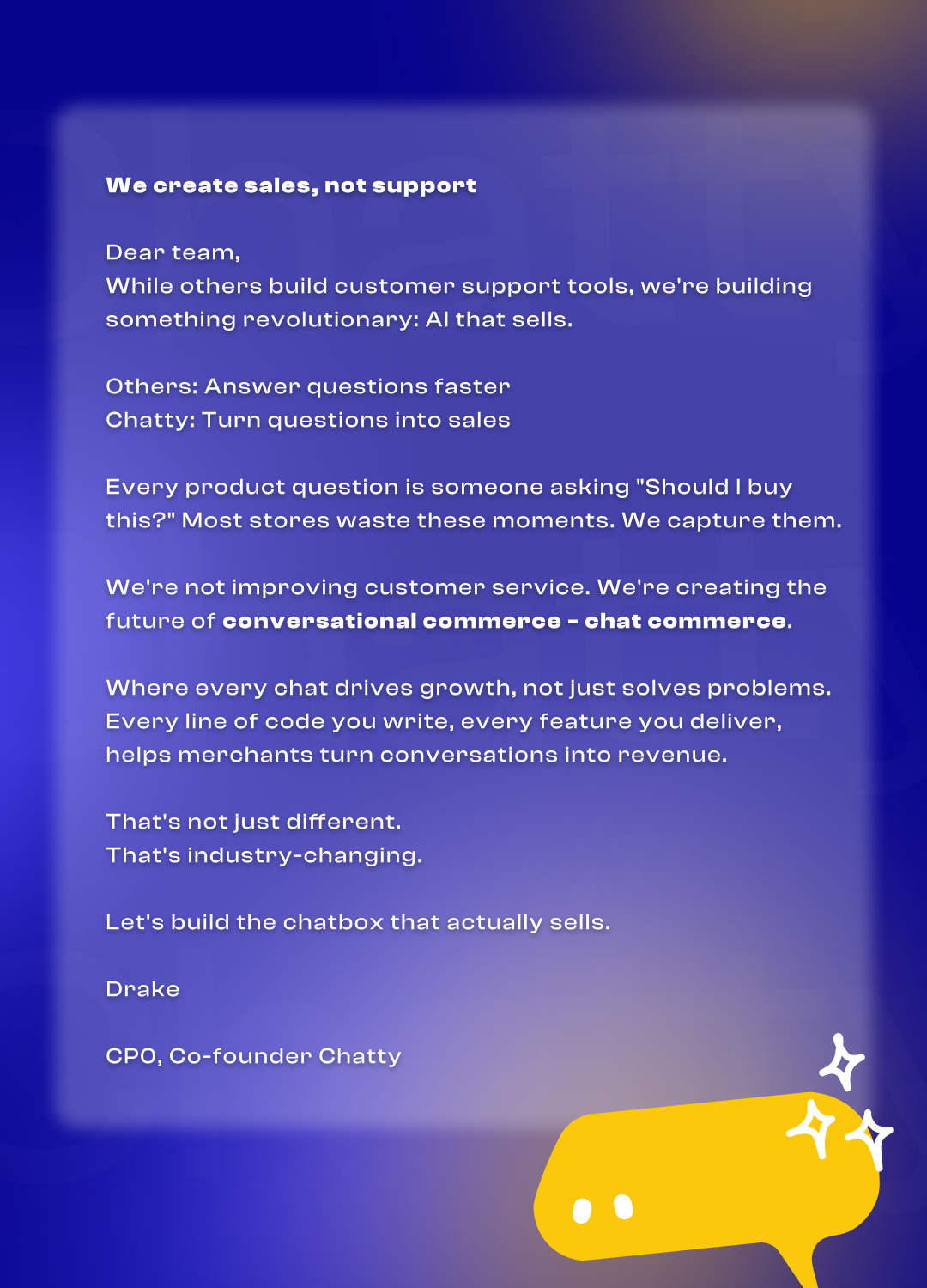 CEO's letter to Chatty team