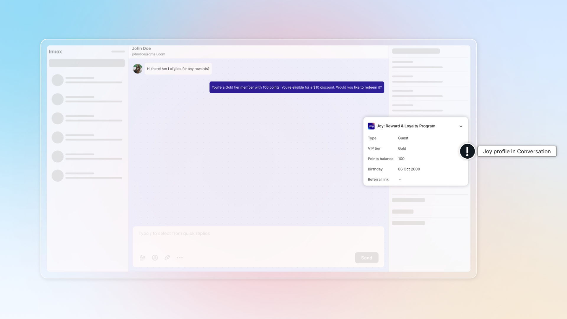 Joy profile shown in conversation details