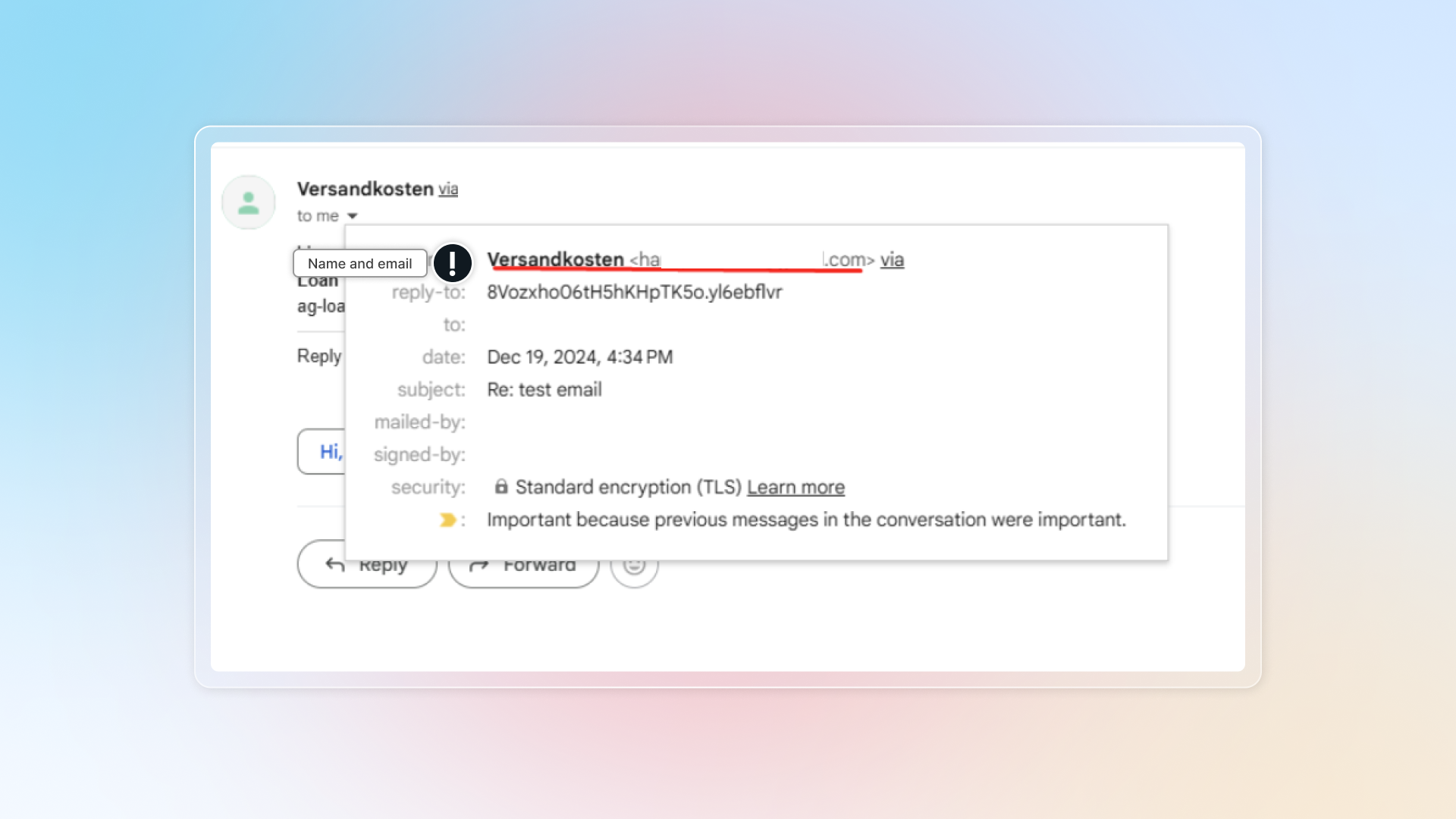 This is name and email sender